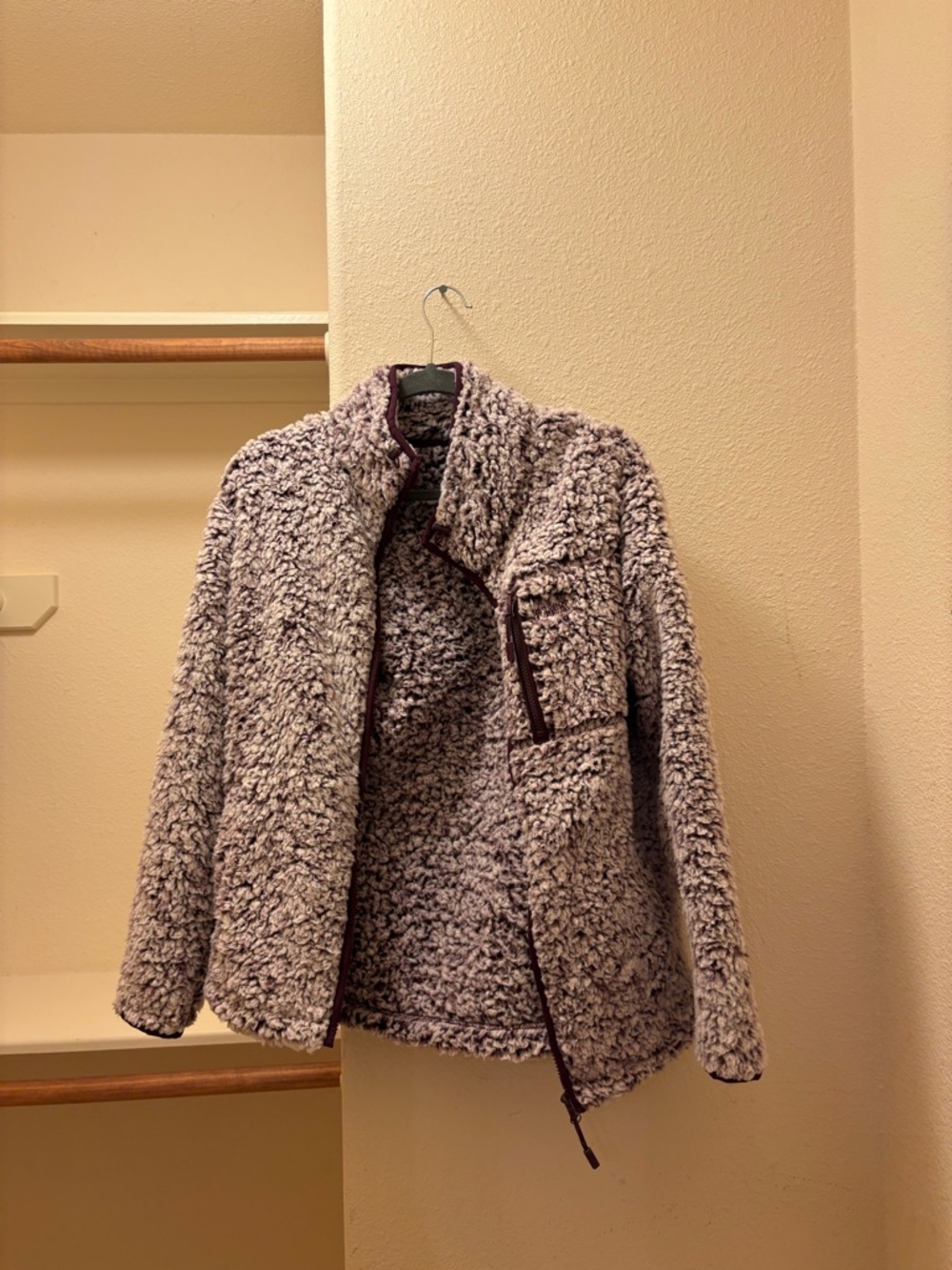 PINK Victoria's Secret Plush Teddy Jacket - Maroon